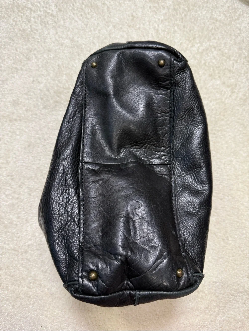American Leather Co. Austin Triple Entry Bucket Black Shoulder Bag Purse